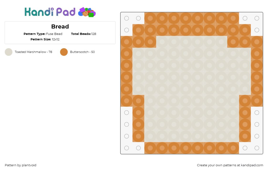 Bread - Fuse Bead Pattern by plantvoid on Kandi Pad - bread,slice,food,loaf,appetizing,playful,whimsical,culinary,comfort,beige