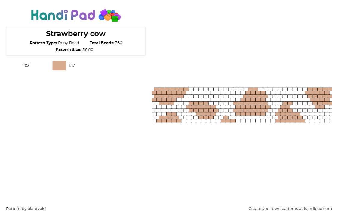 Strawberry cow - Pony Bead Pattern by plantvoid on Kandi Pad - cow,animal print,fruit,cuff