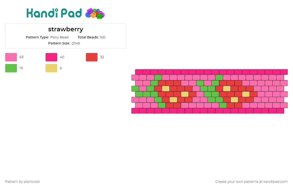 strawberry - Pony Bead Pattern by plantvoid on Kandi Pad - strawberries,fruit,food,cuff