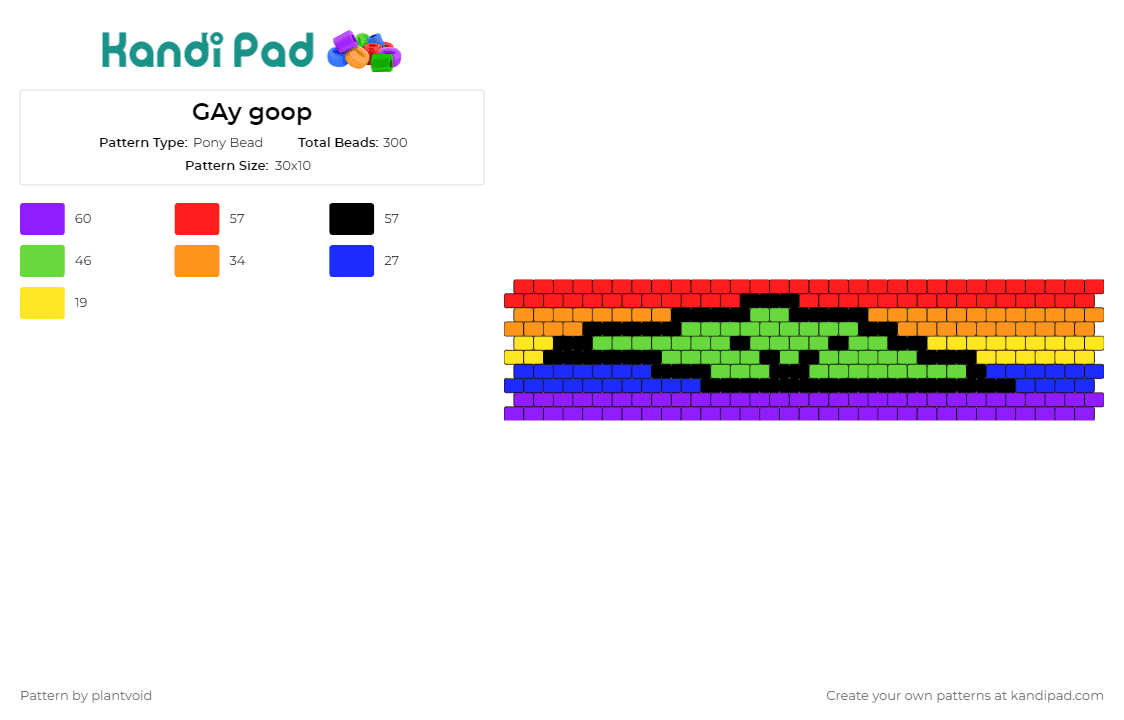 GAy goop - Pony Bead Pattern by plantvoid on Kandi Pad - gay,pride,slime,rainbows,cuff