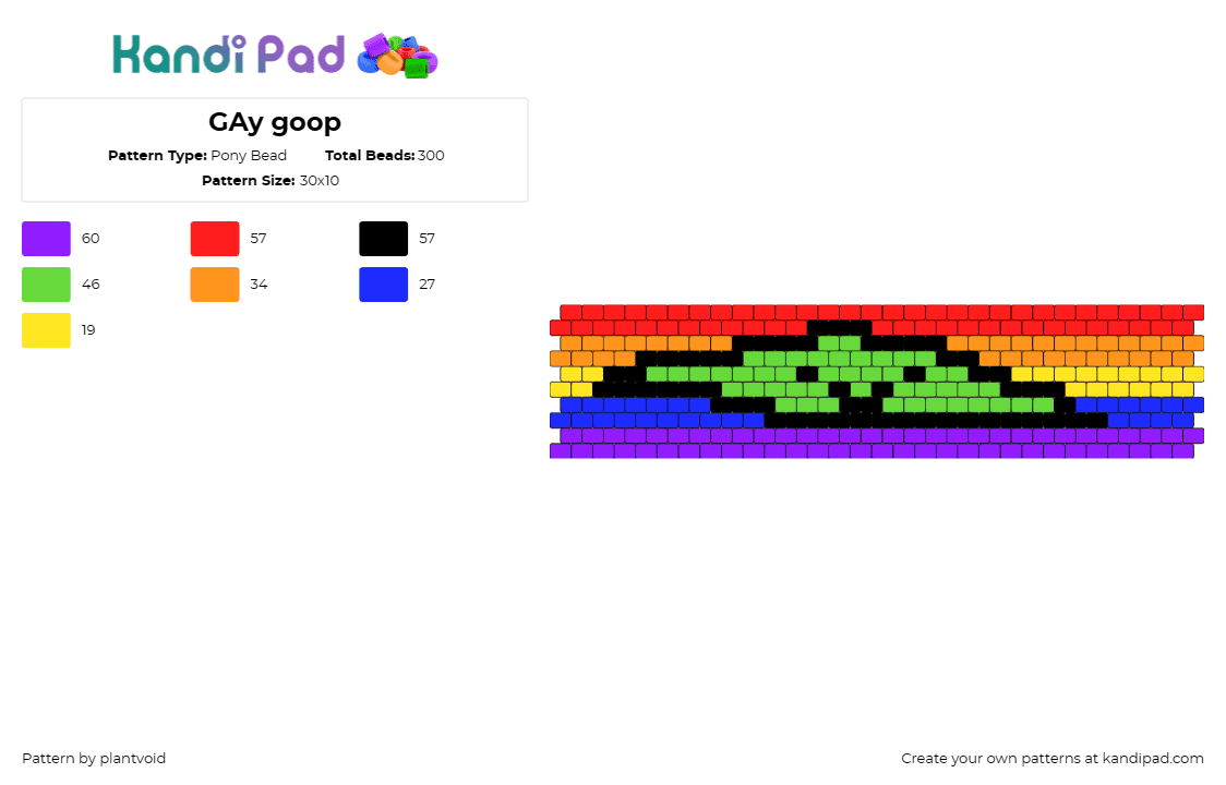 GAy goop - Pony Bead Pattern by plantvoid on Kandi Pad - slime,gay,pride,rainbow,cute,cuff,colorful,green