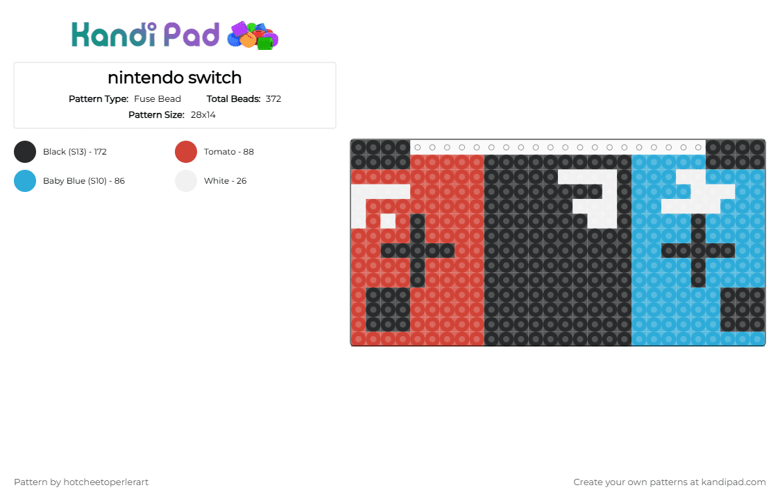 Nintendo Repeating Pattern Nintendo switch Fuse Bead Pattern - Kandi Pad | Kandi Patterns, Fuse ...