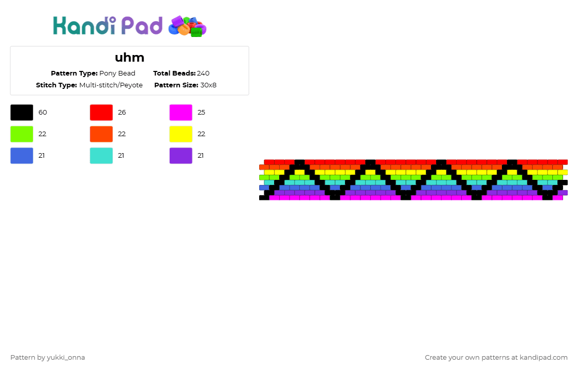 uhm - Pony Bead Pattern by yukki_onna on Kandi Pad - red,pink