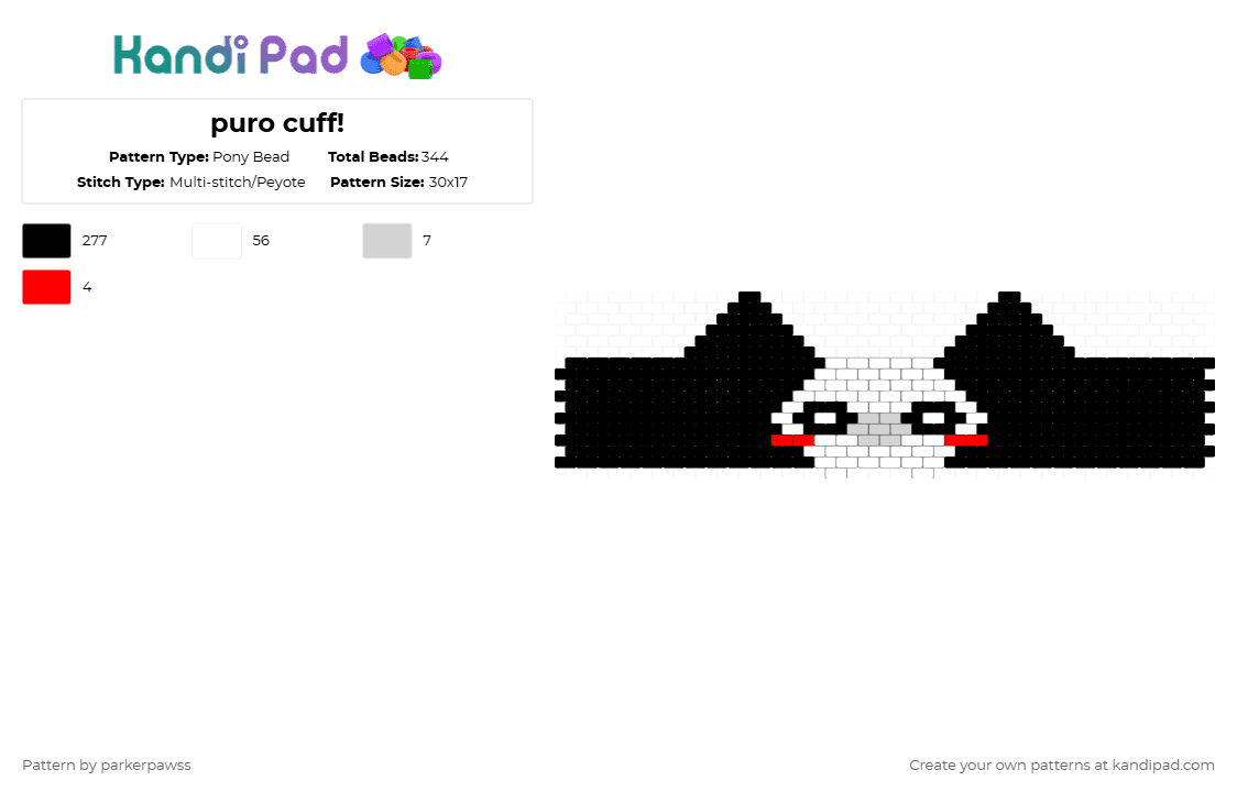 puro cuff! - Pony Bead Pattern by parkerpawss on Kandi Pad - black,white