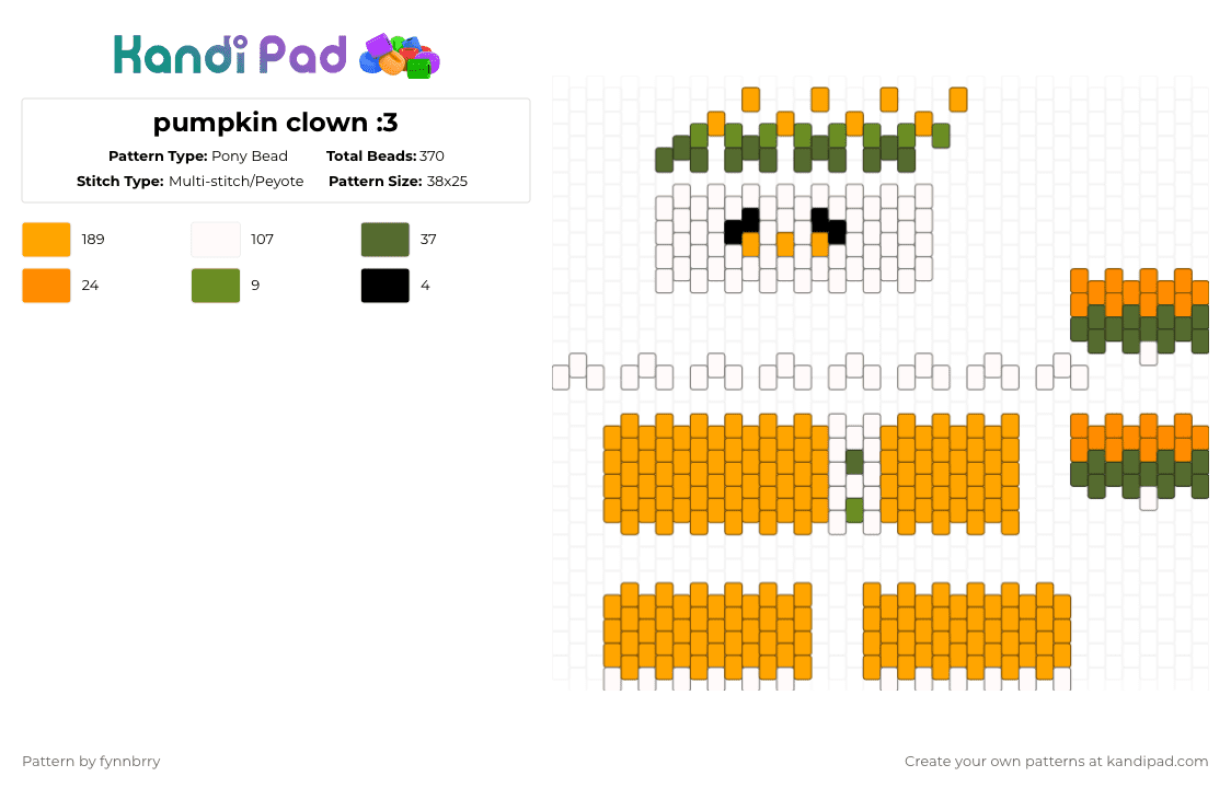 pumpkin clown :3 - Pony Bead Pattern by fynnbrry on Kandi Pad - orange