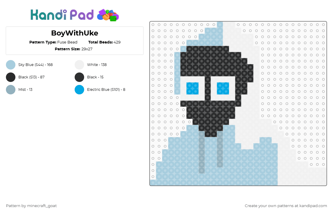 BoyWithUke - Fuse Bead Pattern by minecraft_goat on Kandi Pad - white,light blue