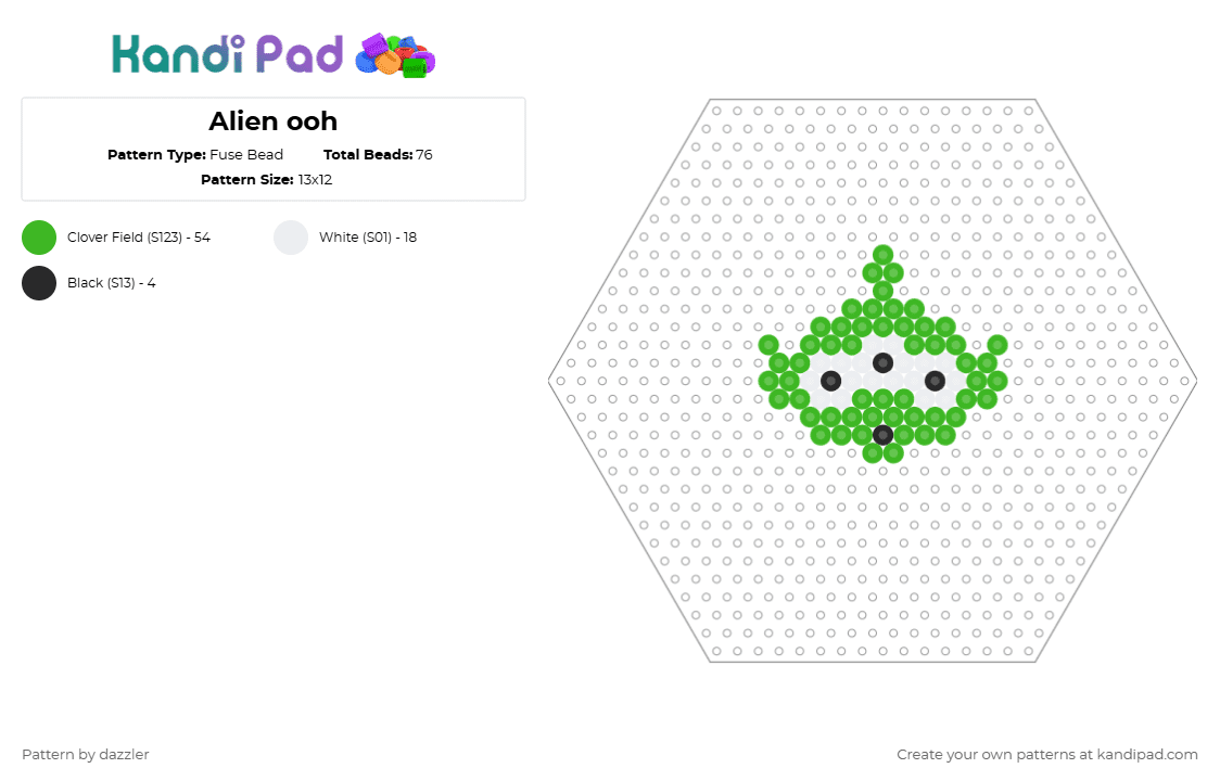 Alien ooh - Fuse Bead Pattern by dazzler on Kandi Pad - green