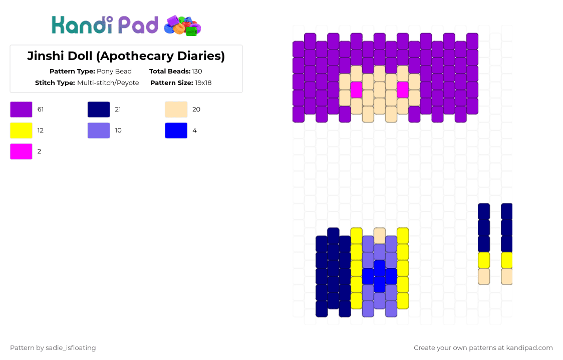 Jinshi Doll (Apothecary Diaries) - Pony Bead Pattern by sadie_isfloating on Kandi Pad - purple