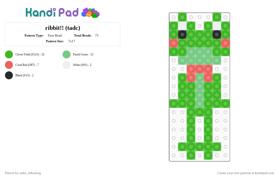 ribbit!! (tadc) - Fuse Bead Pattern by sadie_isfloating on Kandi Pad - green