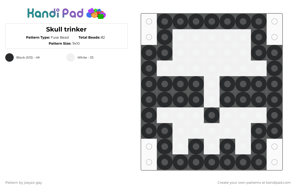 Skull trinker - Fuse Bead Pattern by joeyzz-gay on Kandi Pad - black,white
