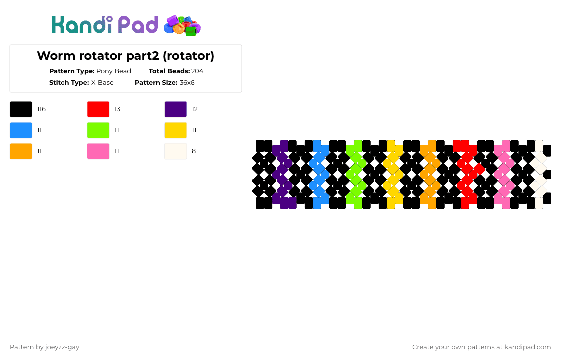 Worm rotator part2 (rotator) - Pony Bead Pattern by joeyzz-gay on Kandi Pad - black,purple,green,orange,colorful
