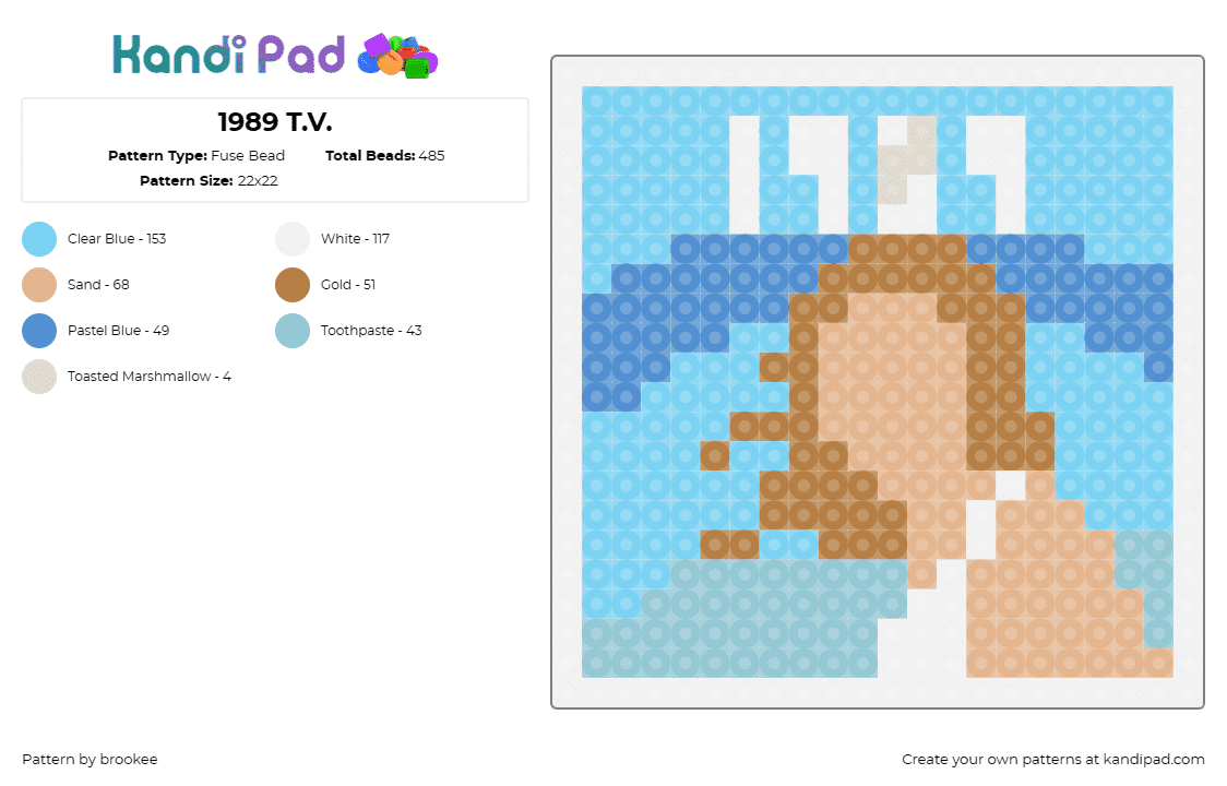 1989 T.V. - Fuse Bead Pattern by brookee on Kandi Pad - taylor swift,album,music,tan,blue