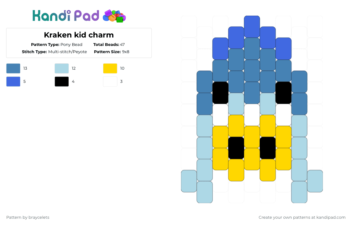 Kraken kid charm - Pony Bead Pattern by braycelets on Kandi Pad - 99nightsintheforest, blue, game, roblox