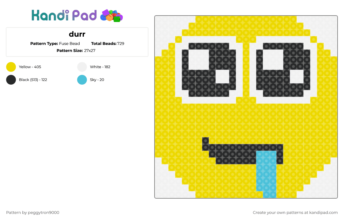 durr - Fuse Bead Pattern by peggytron9000 on Kandi Pad - yellow