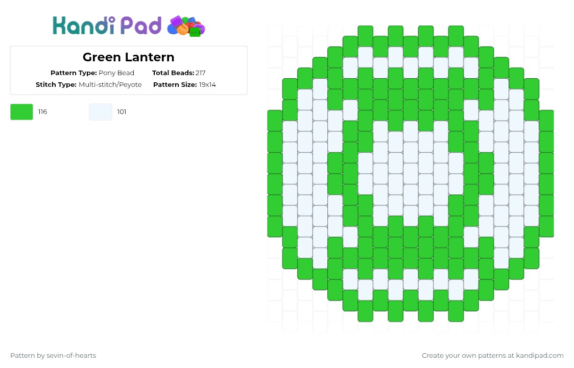 Green Lantern - Pony Bead Pattern by sevin-of-hearts on Kandi Pad - green, white