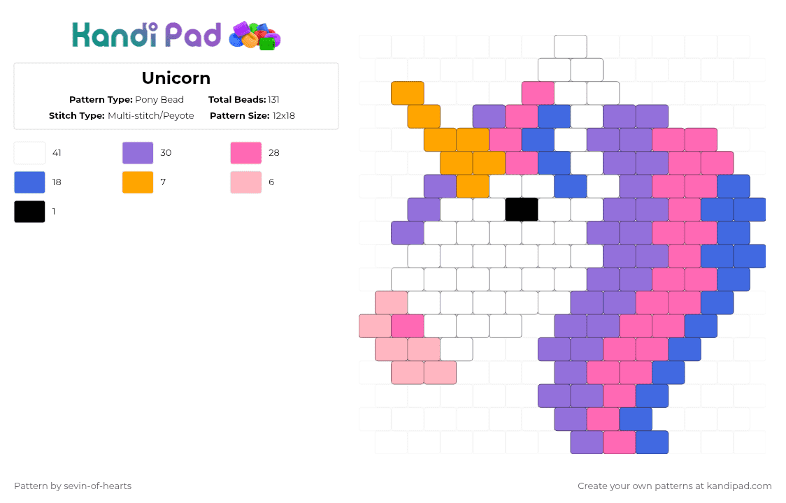 Unicorn - Pony Bead Pattern by sevin-of-hearts on Kandi Pad - purple,pink