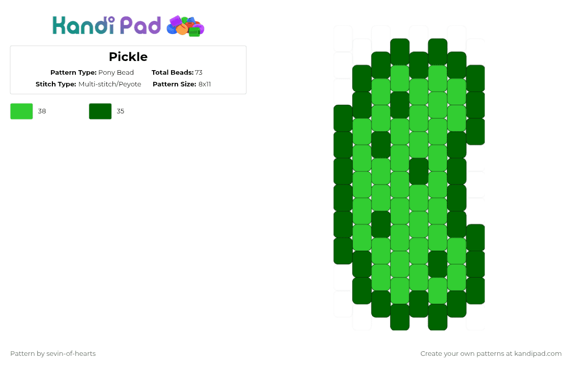 Pickle - Pony Bead Pattern by sevin-of-hearts on Kandi Pad - green
