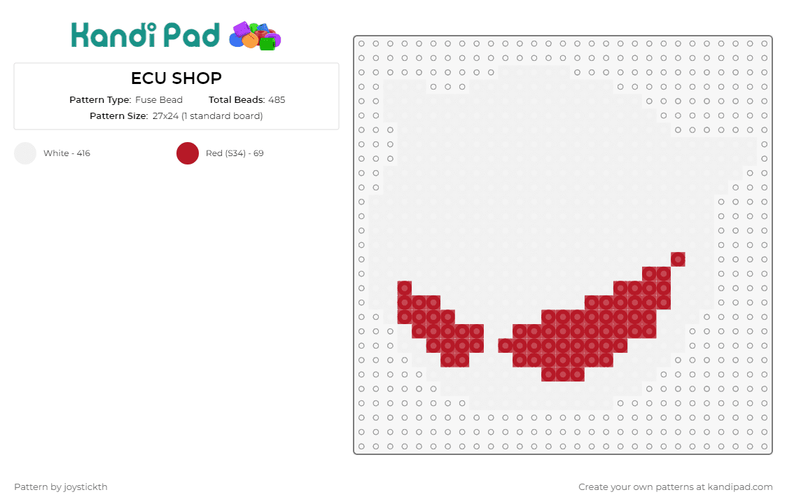 ECU SHOP - Fuse Bead Pattern by joystickth on Kandi Pad - ecu shop,logo,racing,white,red