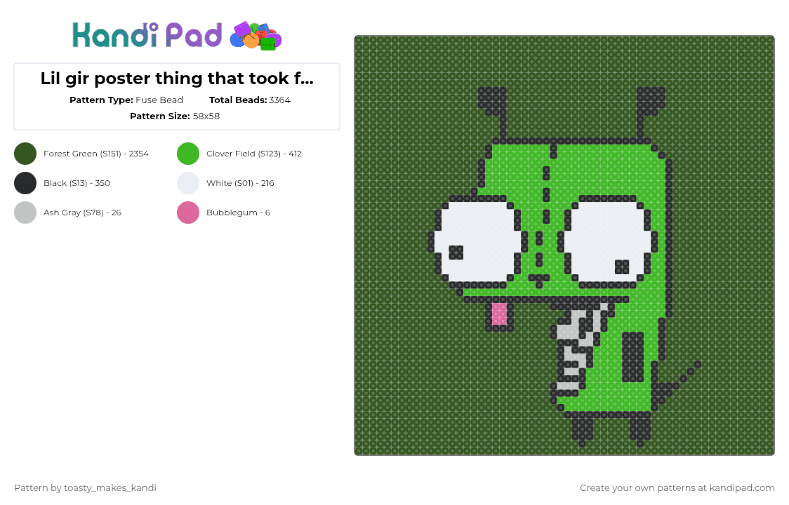 Lil gir poster thing that took forever - Fuse Bead Pattern by toasty_makes_kandi on Kandi Pad - gold