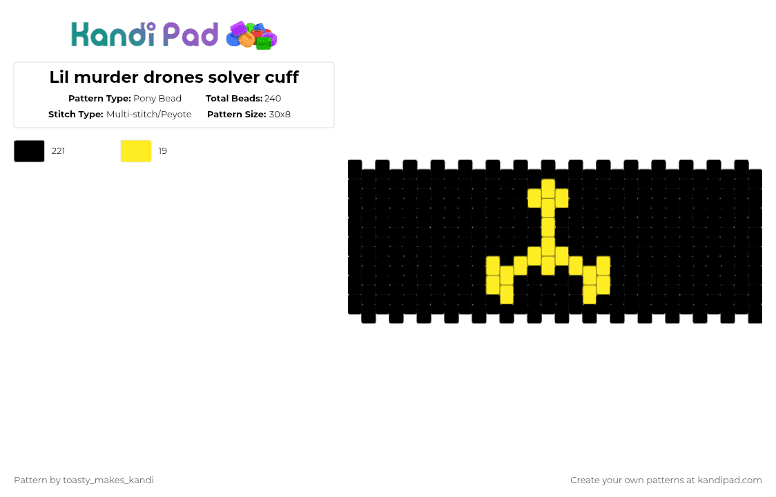Lil murder drones solver cuff - Pony Bead Pattern by toasty_makes_kandi on Kandi Pad - black