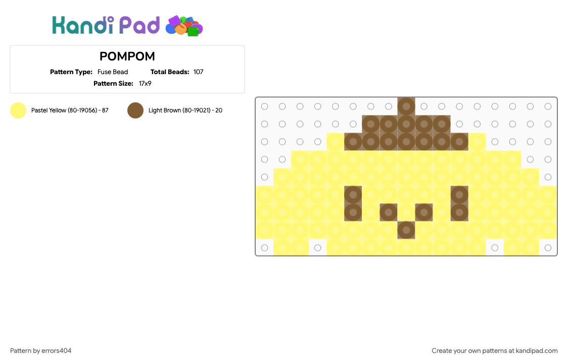 POMPOM - Fuse Bead Pattern by errors404 on Kandi Pad - yellow