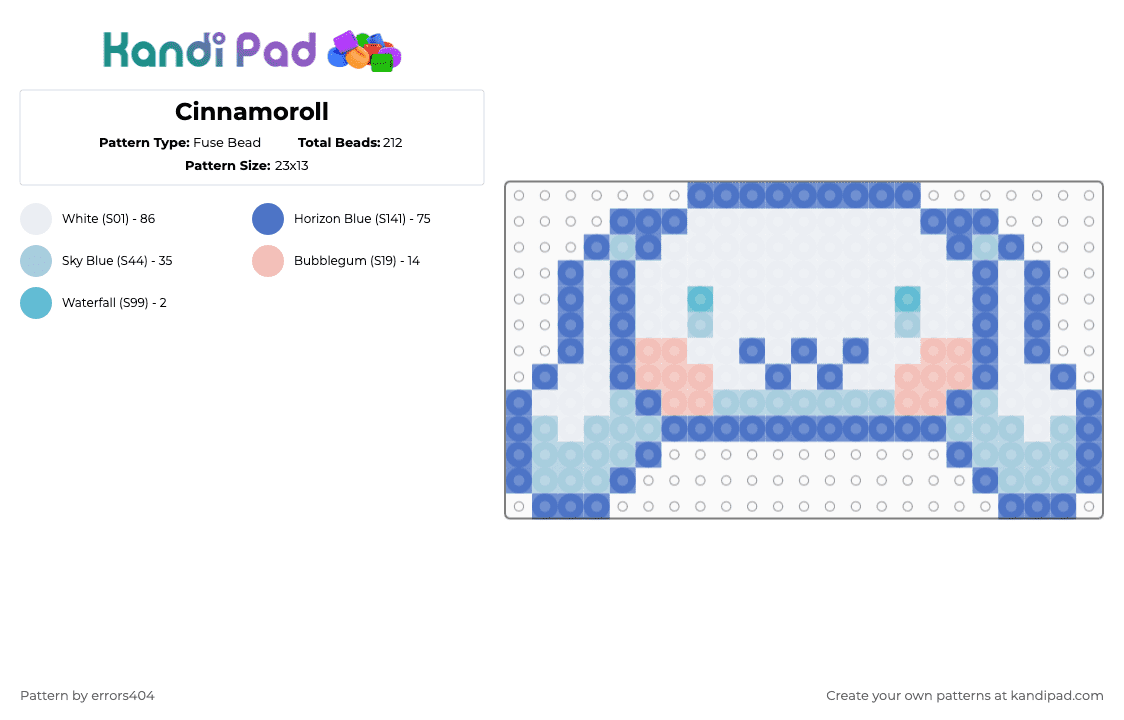 Cinnamoroll - Fuse Bead Pattern by errors404 on Kandi Pad - blue