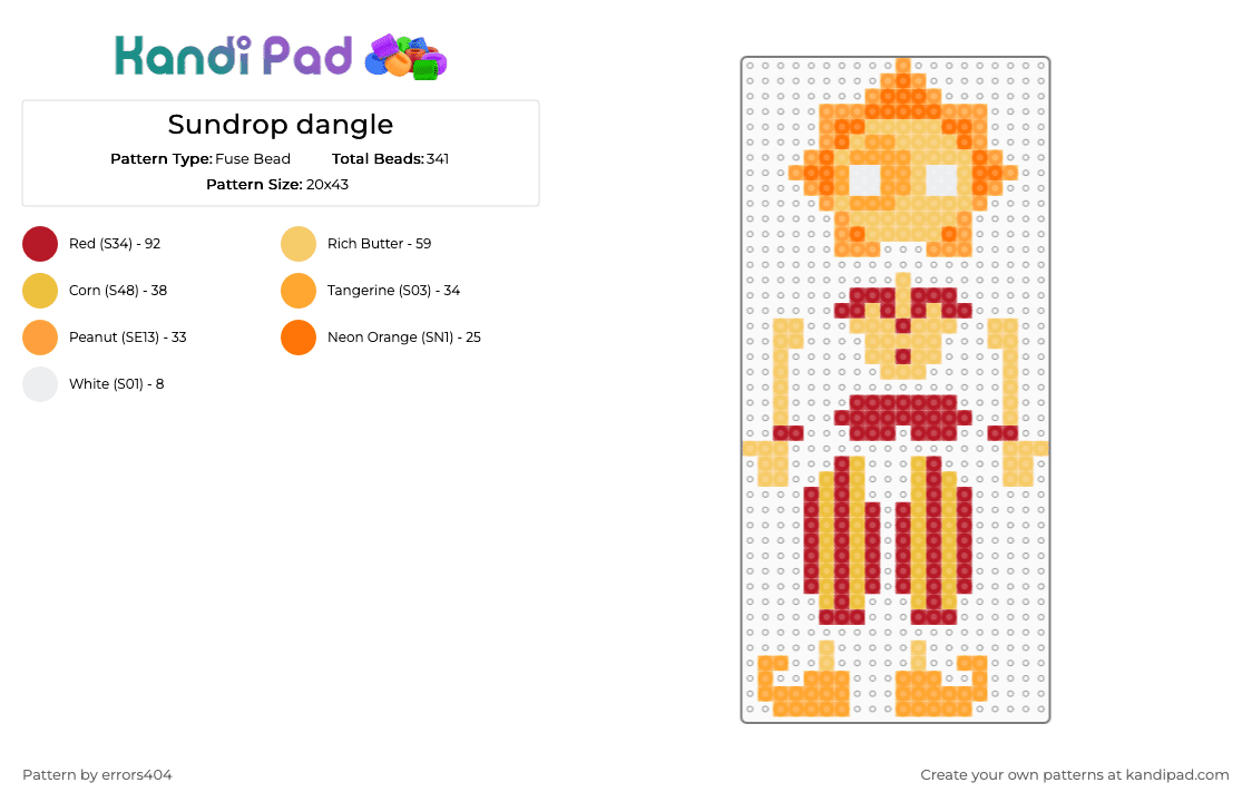 Sundrop dangle - Fuse Bead Pattern by errors404 on Kandi Pad - orange,yellow,five nights at freddys,fnaf