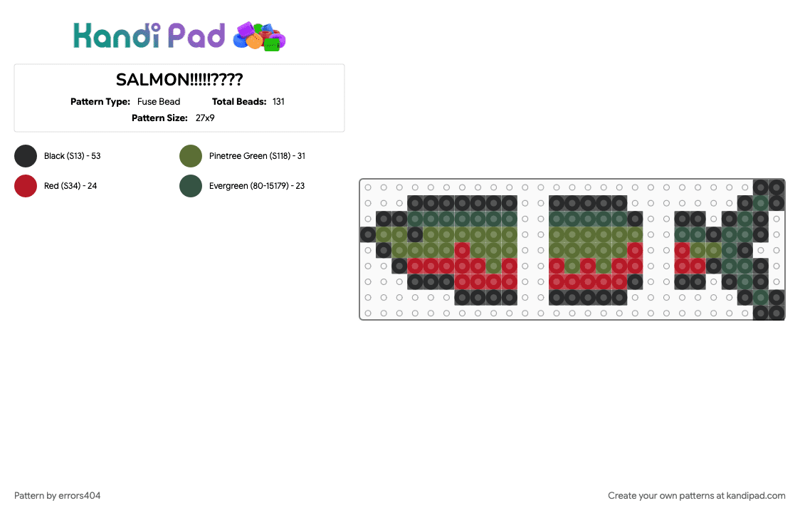 SALMON!!!!!???? - Fuse Bead Pattern by errors404 on Kandi Pad - gold