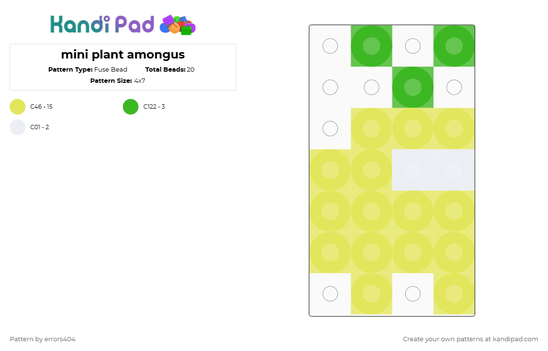 mini plant amongus - Fuse Bead Pattern by errors404 on Kandi Pad - yellow