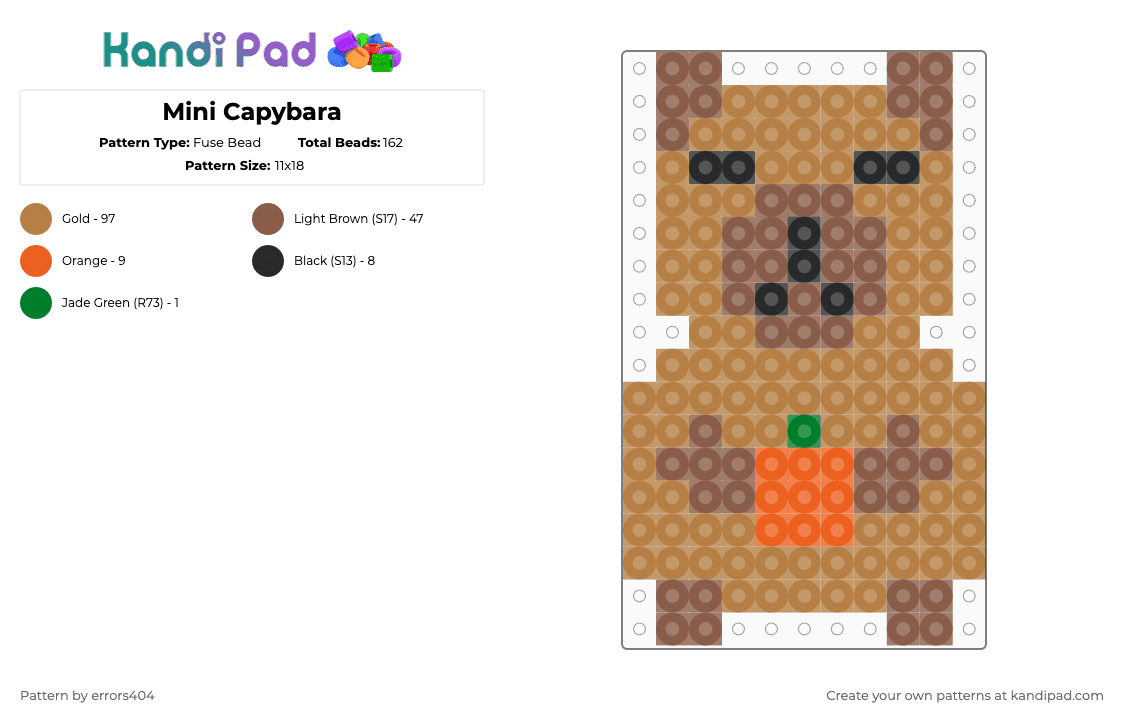 Mini Capybara - Fuse Bead Pattern by errors404 on Kandi Pad - tan
