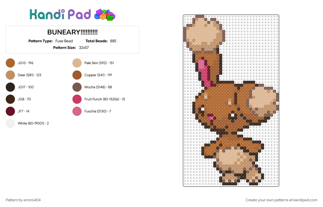 BUNEARY!!!!!!!!!! - Fuse Bead Pattern by errors404 on Kandi Pad - tan