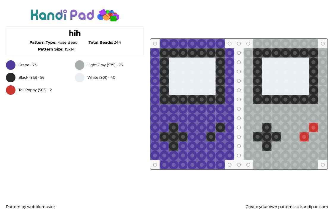 hih - Fuse Bead Pattern by wobblemaster on Kandi Pad - gameboy,nintendo,console,classic,nostalgia,video game,purple,gray