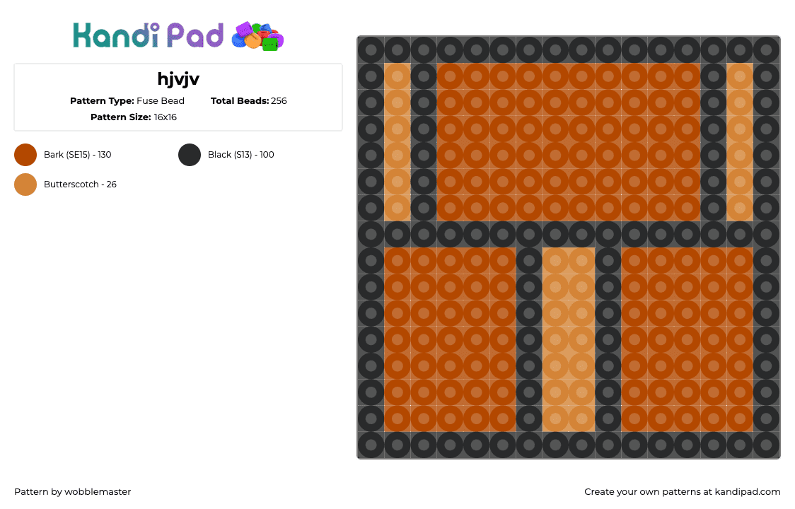 hjvjv - Fuse Bead Pattern by wobblemaster on Kandi Pad - bricks,block,geometric,panel,video game,mario,brown