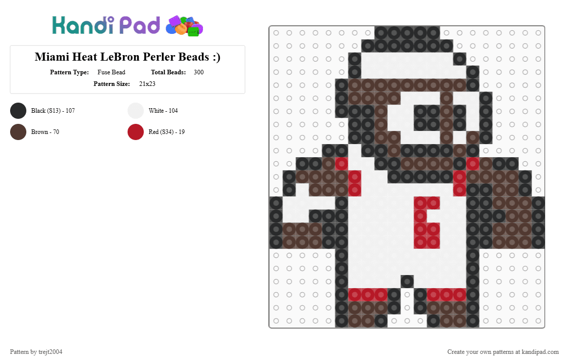 Miami Heat LeBron Perler Beads :) - Fuse Bead Pattern by trejt2004 on Kandi Pad - brown