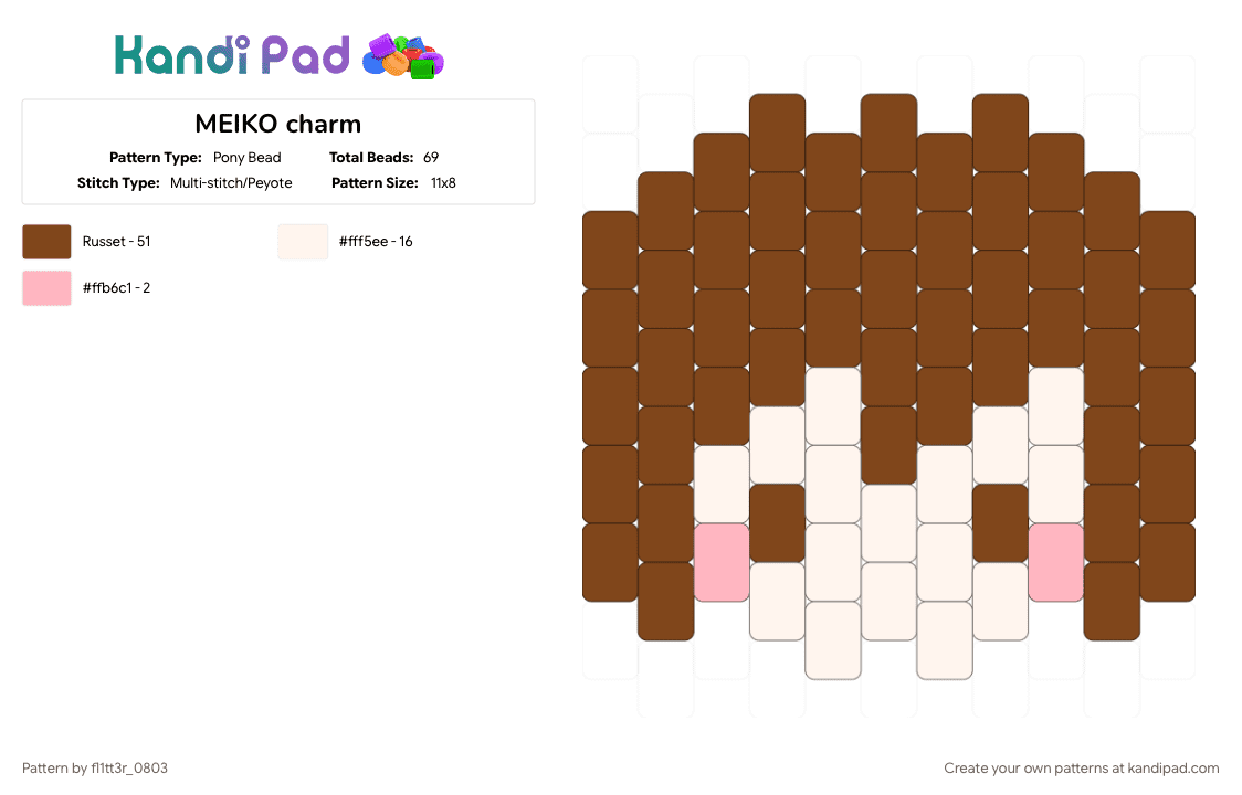 MEIKO charm - Pony Bead Pattern by fl1tt3r_0803 on Kandi Pad - brown