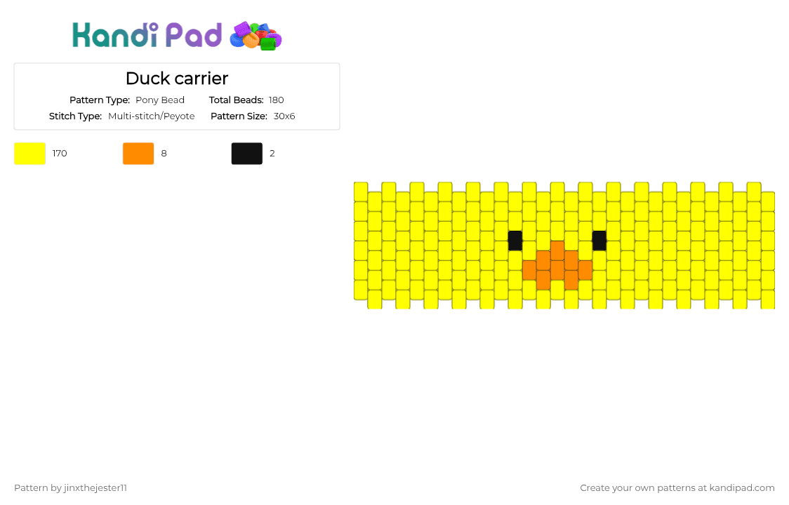 Duck carrier - Pony Bead Pattern by jinxthejester11 on Kandi Pad - yellow
