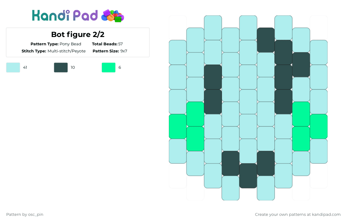 Bot figure 2/2 Pony Bead Pattern - Kandi Pad | Kandi Patterns, Fuse ...