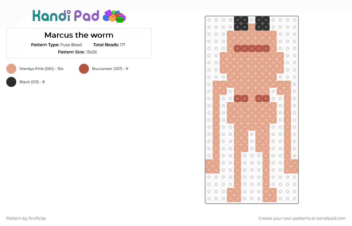 Marcus the worm - Fuse Bead Pattern by finnficke on Kandi Pad - beige