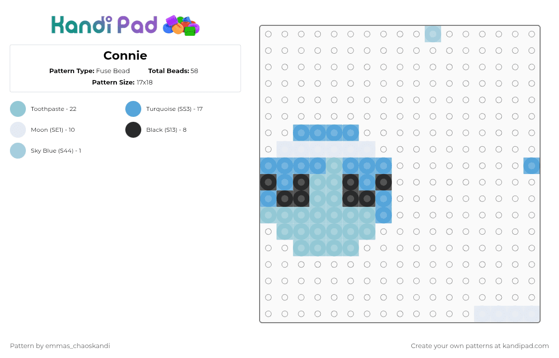 Connie - Fuse Bead Pattern by emmas_chaoskandi on Kandi Pad - light blue