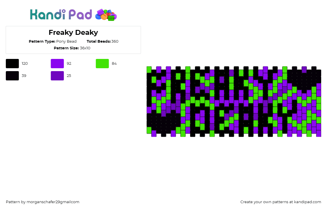 Freaky Deaky - Pony Bead Pattern by morganschafer29gmailcom on Kandi Pad - freaky,cuff,hearts