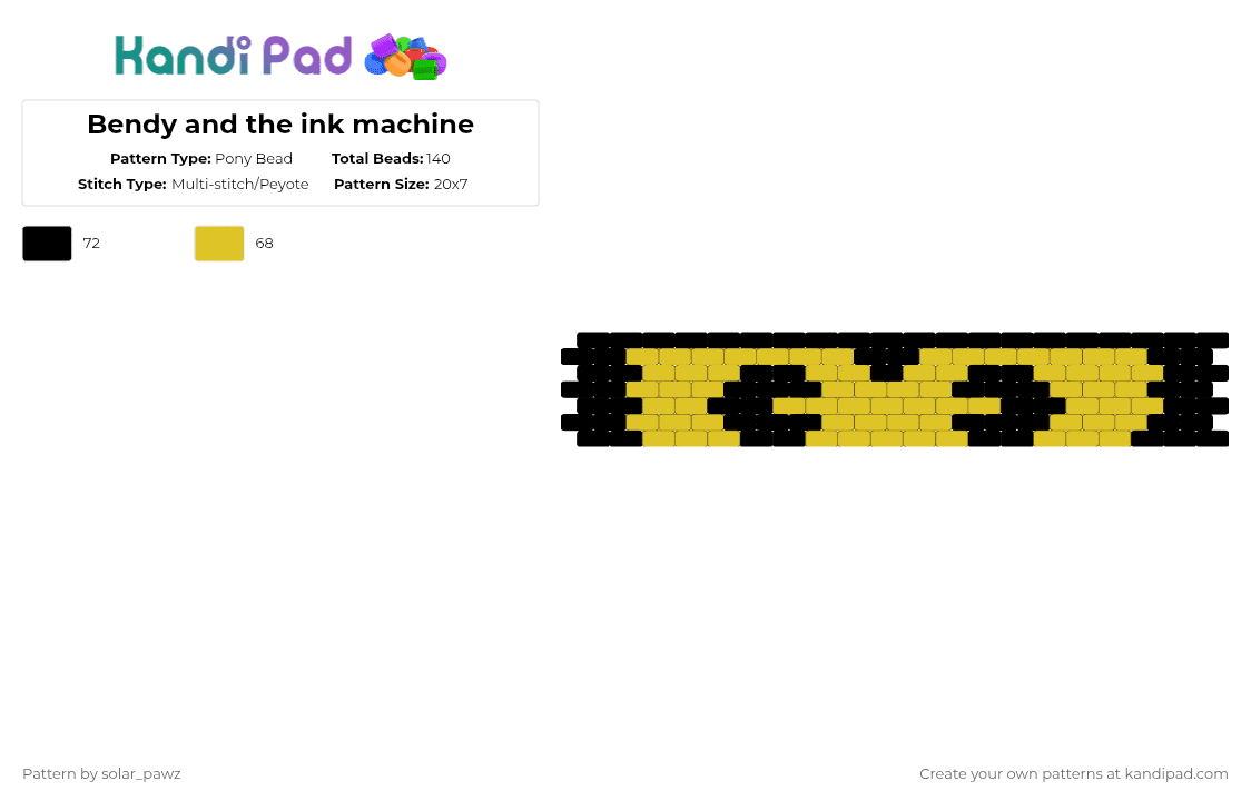 Bendy and the ink machine - Pony Bead Pattern by solar_pawz on Kandi Pad - yellow,black