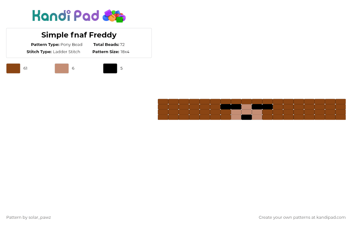 Simple fnaf Freddy - Pony Bead Pattern by solar_pawz on Kandi Pad - red