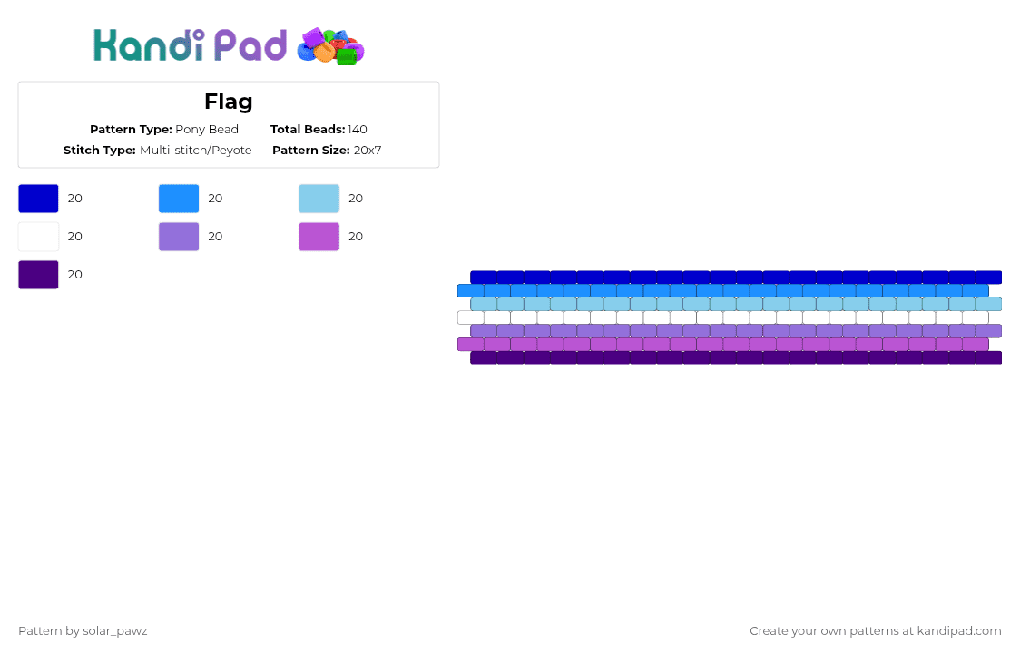 Flag - Pony Bead Pattern by solar_pawz on Kandi Pad - purple,light blue