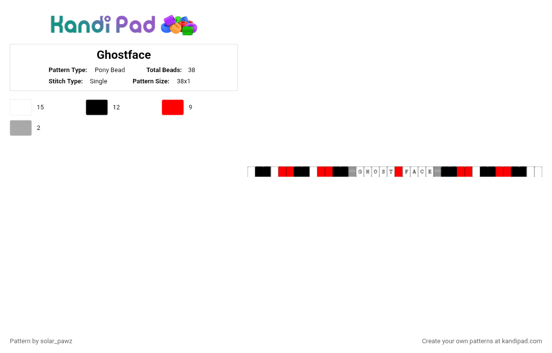 Ghostface - Pony Bead Pattern by solar_pawz on Kandi Pad - red