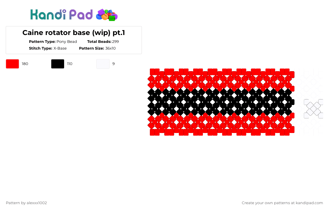 Caine rotator base (wip) pt.1 - Pony Bead Pattern by alexxx_102 on Kandi Pad - red,caine,black,tadc,the amazing digital circus