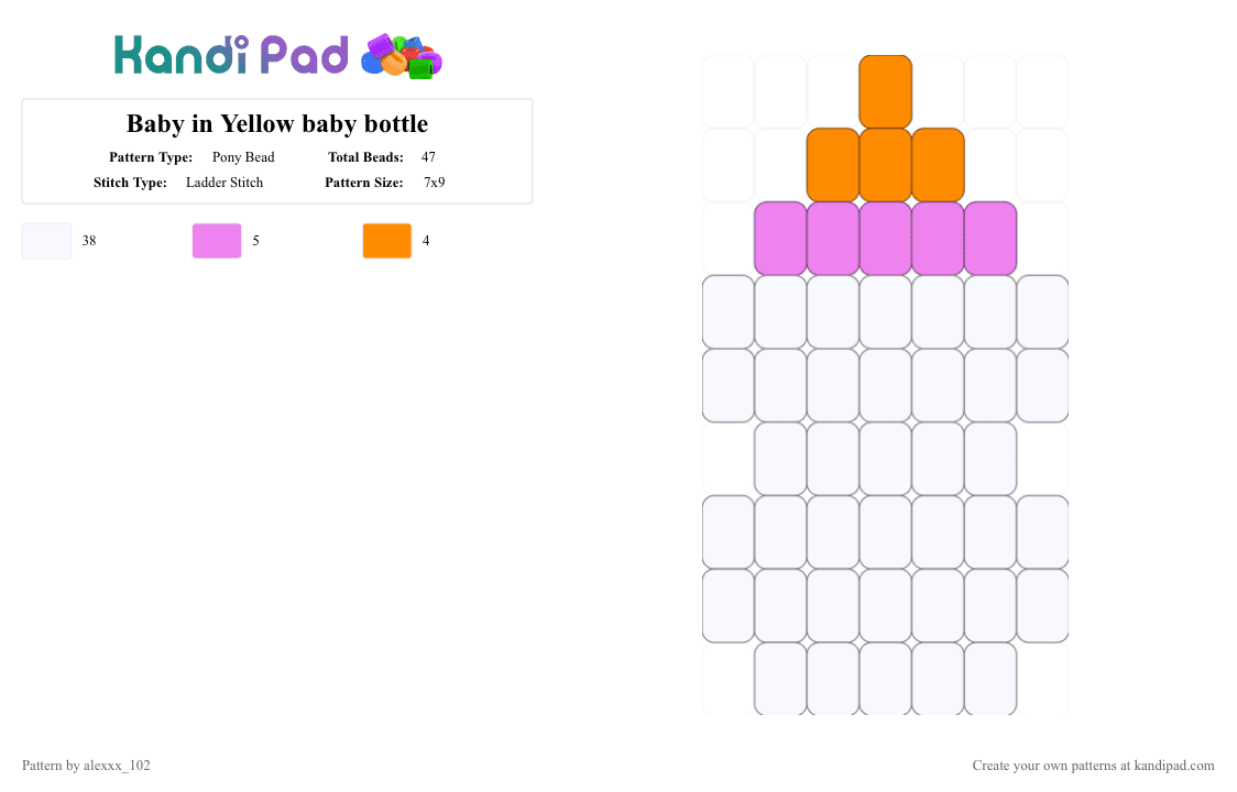 Baby in Yellow baby bottle - Pony Bead Pattern by alexxx_102 on Kandi Pad - white,pink,orange,baby in yellow,baby bottle