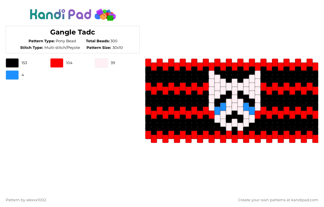 Gangle Tadc - Pony Bead Pattern by alexxx_102 on Kandi Pad - red,black,ribbons,gangle,the amazing digital circus,tadc