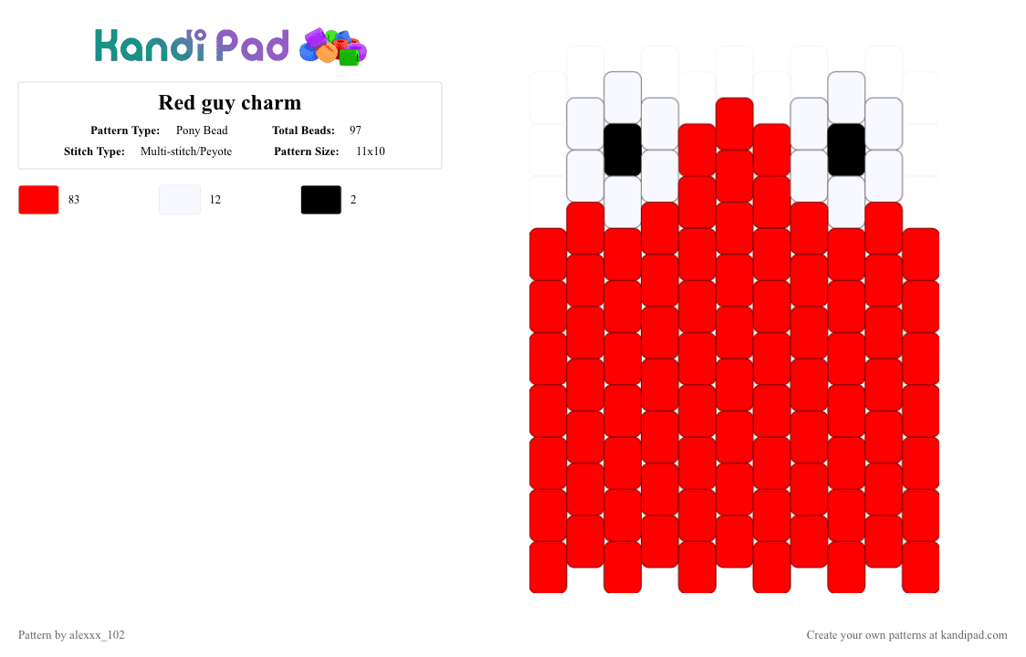 Red guy charm - Pony Bead Pattern by alexxx_102 on Kandi Pad - dhmis, red, red guy