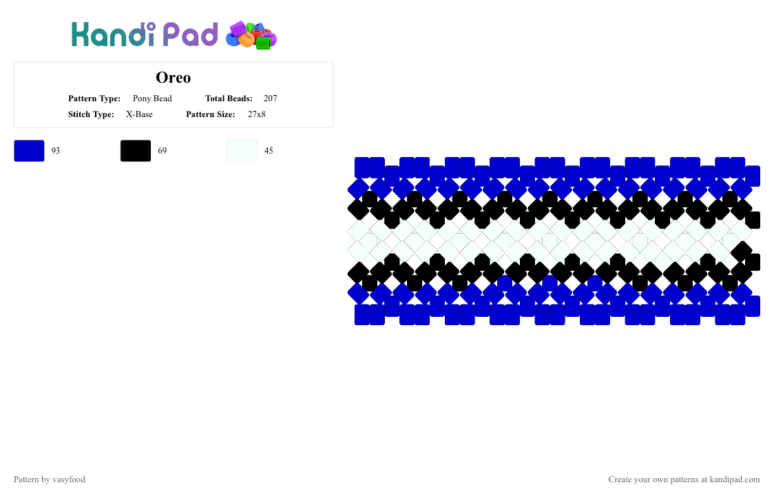Oreo - Pony Bead Pattern by vasyfood on Kandi Pad - purple, white