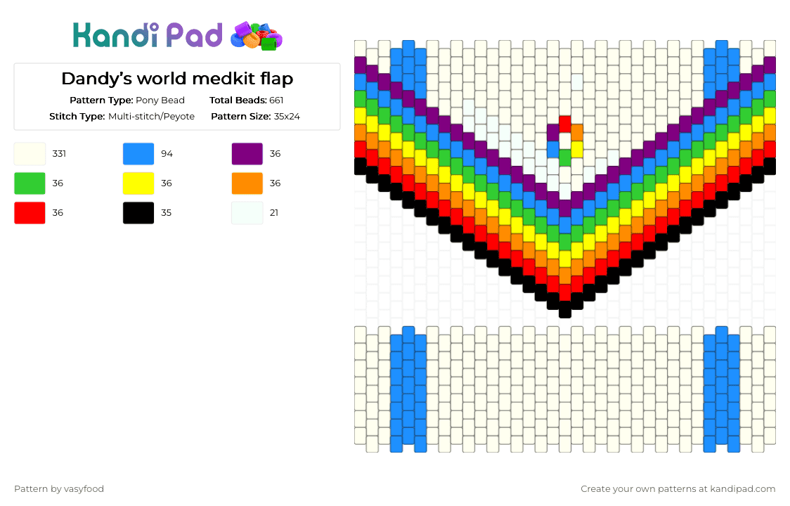Dandy’s world medkit flap - Pony Bead Pattern by vasyfood on Kandi Pad - white,light blue